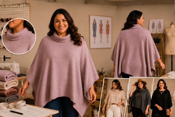 Poncho quadrado plus size com caimento leve e confortável